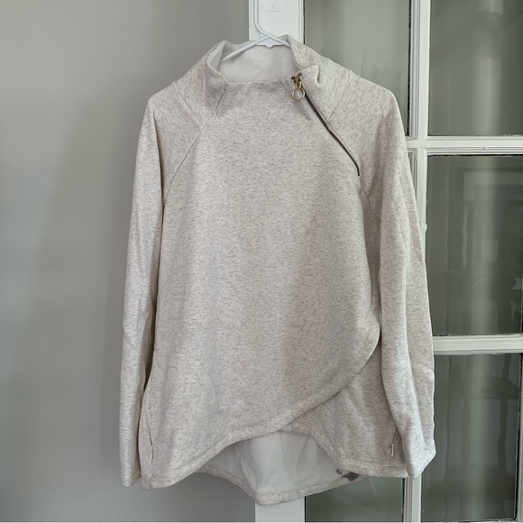 Athleta Tops - Athleta Zip Up Crewneck in light grey/cream, size large